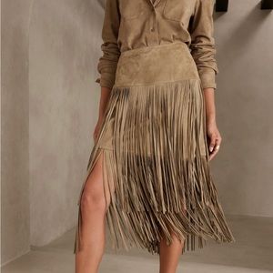 Banana Republic Women's Sevilla Suede Fringe Skirt